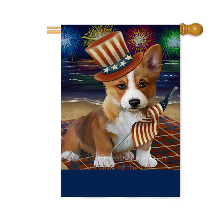 Personalized 4th of July Firework Corgi Dog Custom House Flag FLG-DOTD-A57949