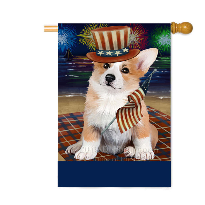 Personalized 4th of July Firework Corgi Dog Custom House Flag FLG-DOTD-A57951