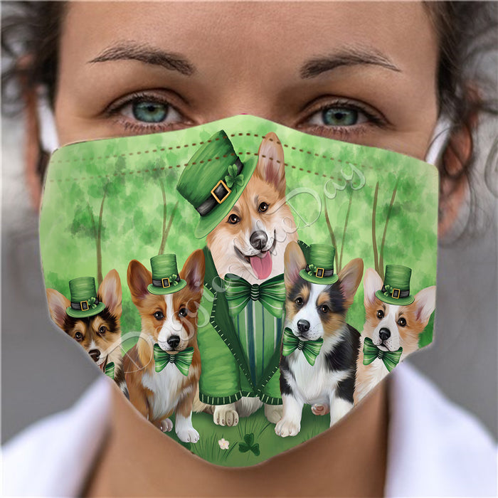 St. Patricks Day Irish Corgi Dogs Face Mask FM50145