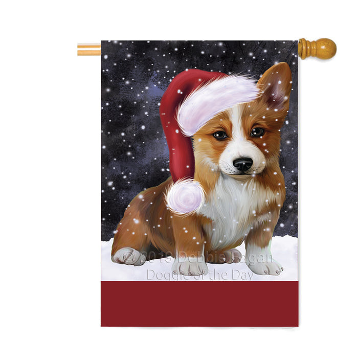Personalized Let It Snow Happy Holidays Corgi Dog Custom House Flag FLG-DOTD-A62393