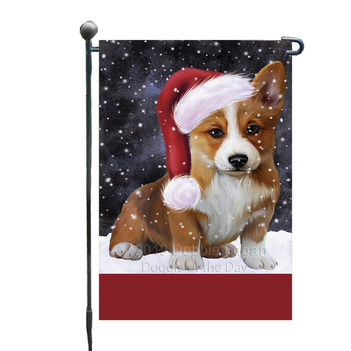 Personalized Let It Snow Happy Holidays Corgi Dog Custom Garden Flags GFLG-DOTD-A62337