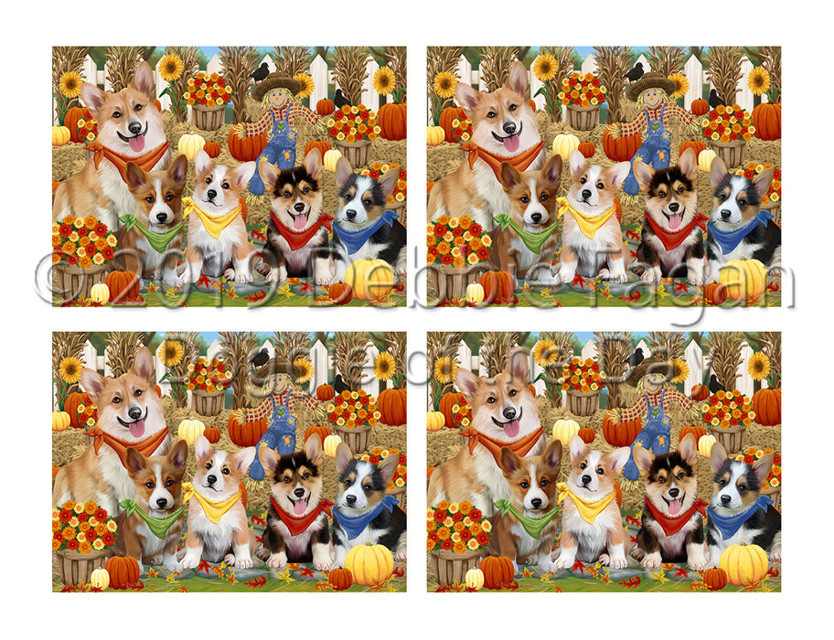 Fall Festive Harvest Time Gathering Corgi Dogs Placemat