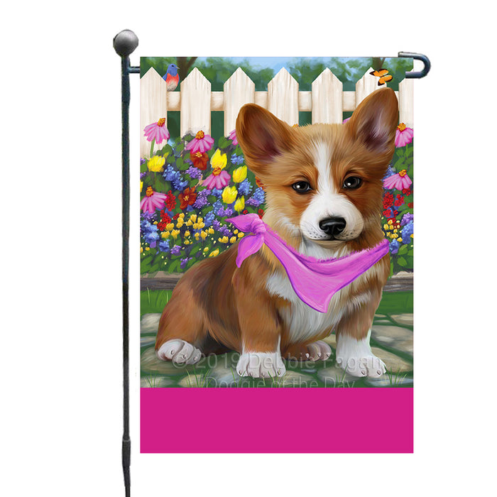 Personalized Spring Floral Corgi Dog Custom Garden Flags GFLG-DOTD-A62841