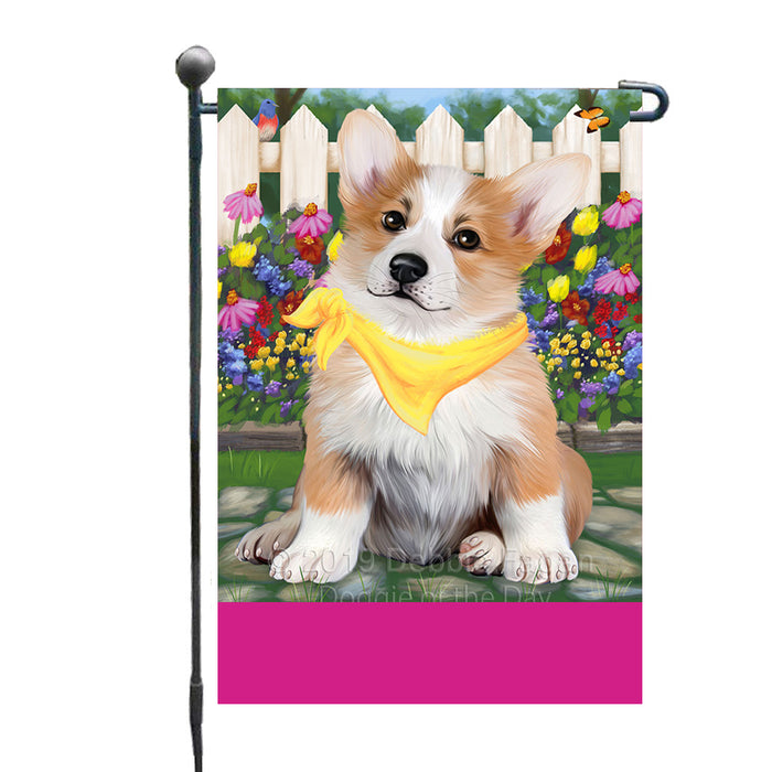 Personalized Spring Floral Corgi Dog Custom Garden Flags GFLG-DOTD-A62844