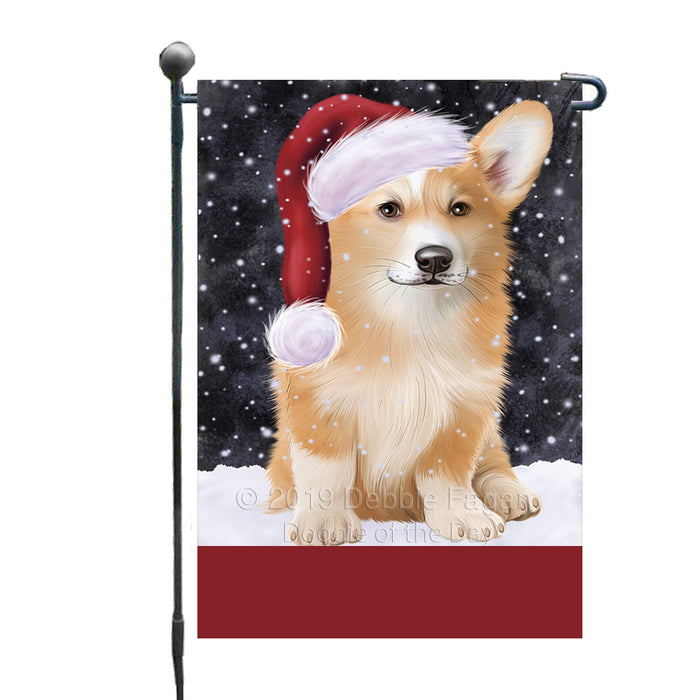 Personalized Let It Snow Happy Holidays Corgi Dog Custom Garden Flags GFLG-DOTD-A62339