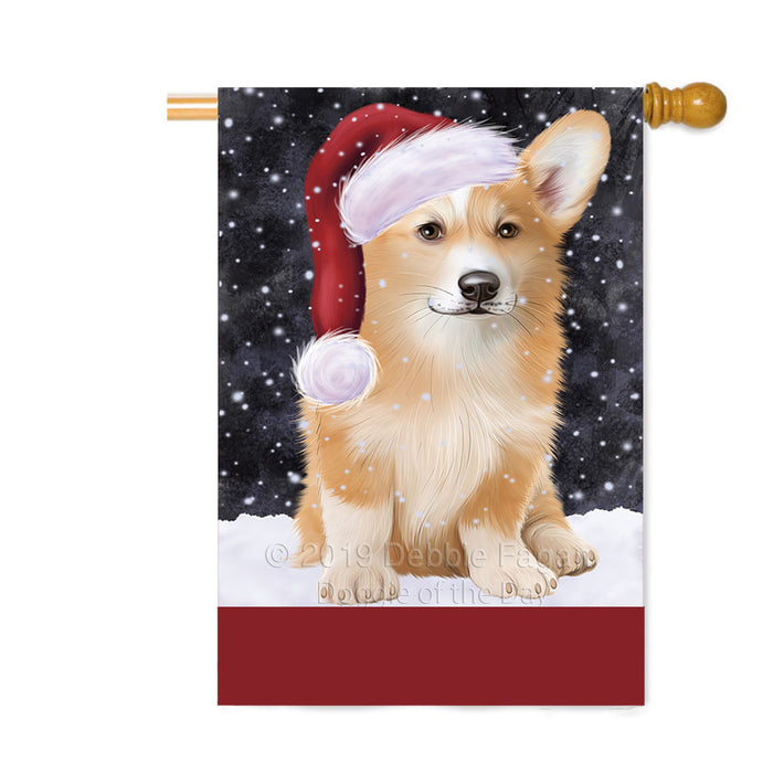 Personalized Let It Snow Happy Holidays Corgi Dog Custom House Flag FLG-DOTD-A62395