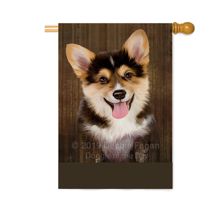 Personalized Rustic Corgi Dog Custom House Flag FLG64579