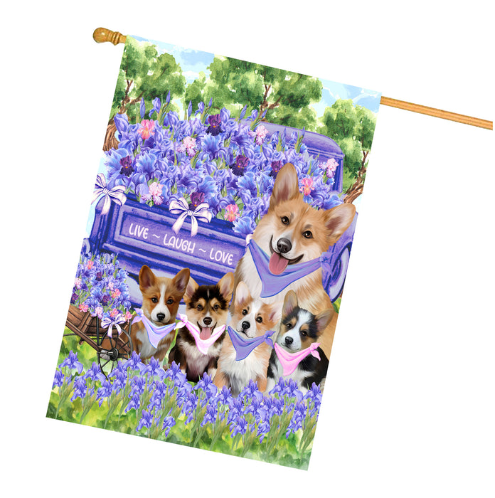 Corgi Dogs House Flag for Dog and Pet Lovers, Explore a Variety of Designs, Custom, Personalized, Weather Resistant, Double-Sided, Home Outside Yard Decor