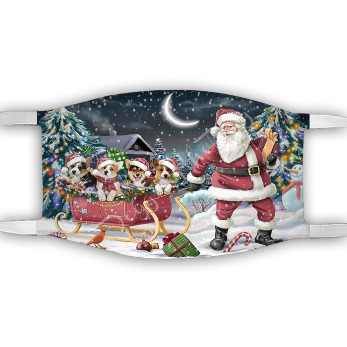 Santa Sled Dogs Christmas Happy Holidays Corgi Dogs Face Mask FM48990