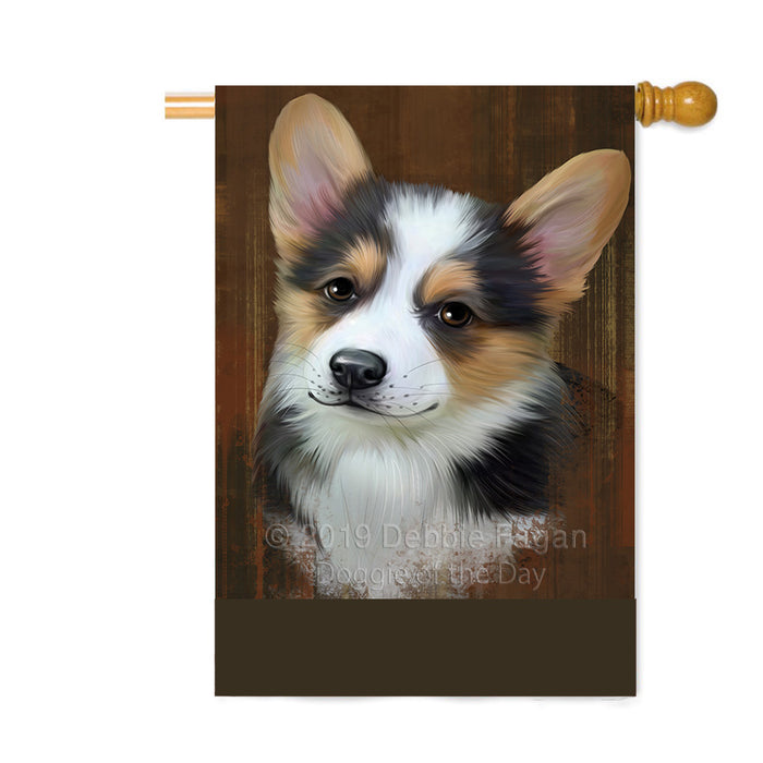 Personalized Rustic Corgi Dog Custom House Flag FLG64580