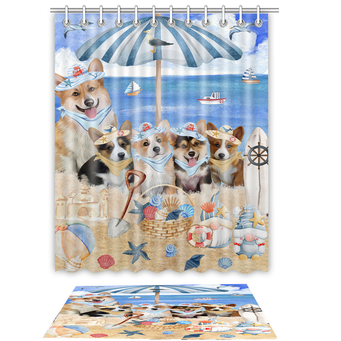 Corgi Shower Curtain with Bath Mat Combo: Curtains with hooks and Rug Set Bathroom Decor, Custom, Explore a Variety of Designs, Personalized, Pet Gift for Dog Lovers