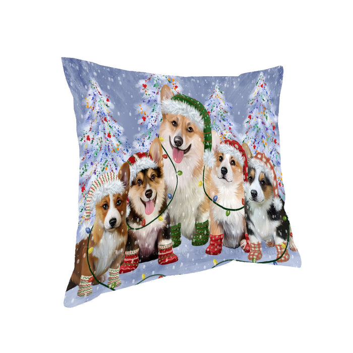 Christmas Lights and Corgi Dogs Pillow with Top Quality High-Resolution Images - Ultra Soft Pet Pillows for Sleeping - Reversible & Comfort - Ideal Gift for Dog Lover - Cushion for Sofa Couch Bed - 100% Polyester
