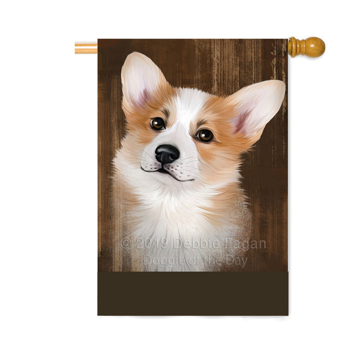 Personalized Rustic Corgi Dog Custom House Flag FLG64581