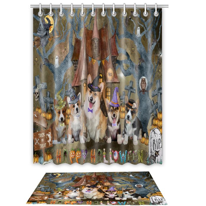 Corgi Shower Curtain with Bath Mat Set: Explore a Variety of Designs, Personalized, Custom, Curtains and Rug Bathroom Decor, Dog and Pet Lovers Gift