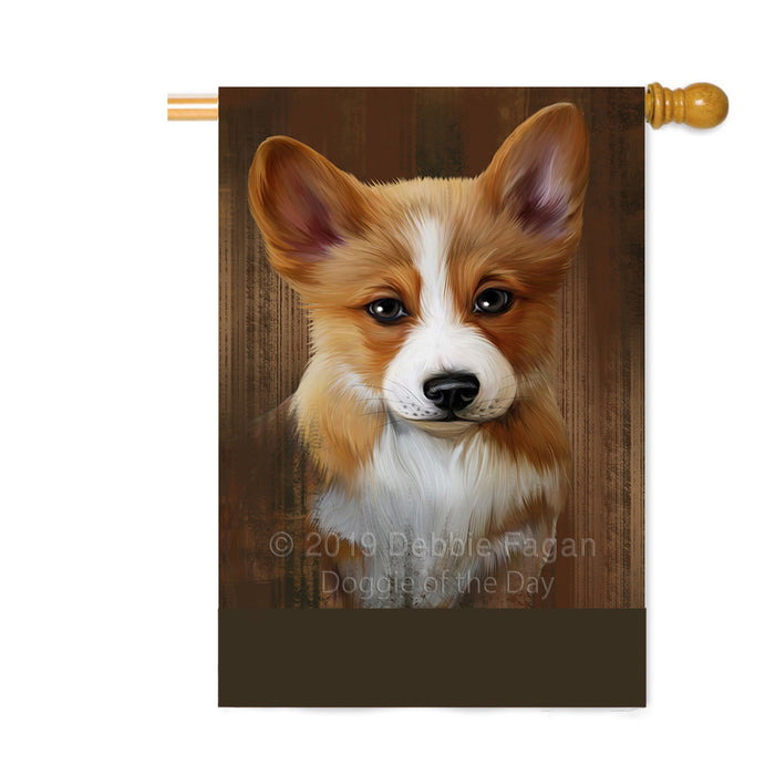 Personalized Rustic Corgi Dog Custom House Flag FLG64582
