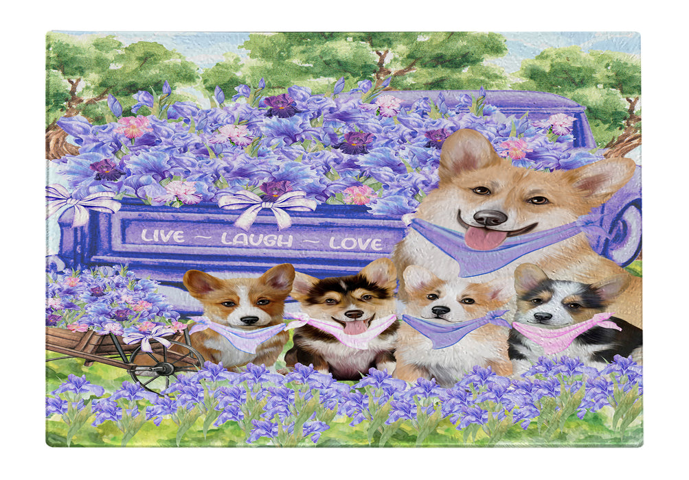 Corgi Cutting Board for Kitchen, Tempered Glass Scratch and Stain Resistant, Explore a Variety of Designs, Custom, Personalized, Dog Gift for Pet Lovers
