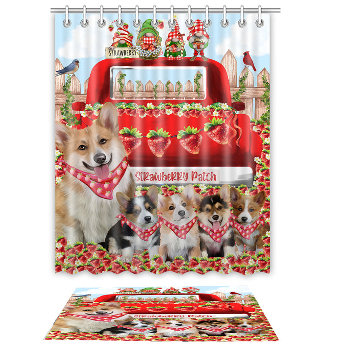 Corgi Shower Curtain with Bath Mat Set: Explore a Variety of Designs, Personalized, Custom, Curtains and Rug Bathroom Decor, Dog and Pet Lovers Gift