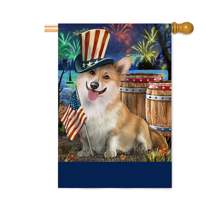 Personalized 4th of July Firework Corgi Dog Custom House Flag FLG-DOTD-A57952