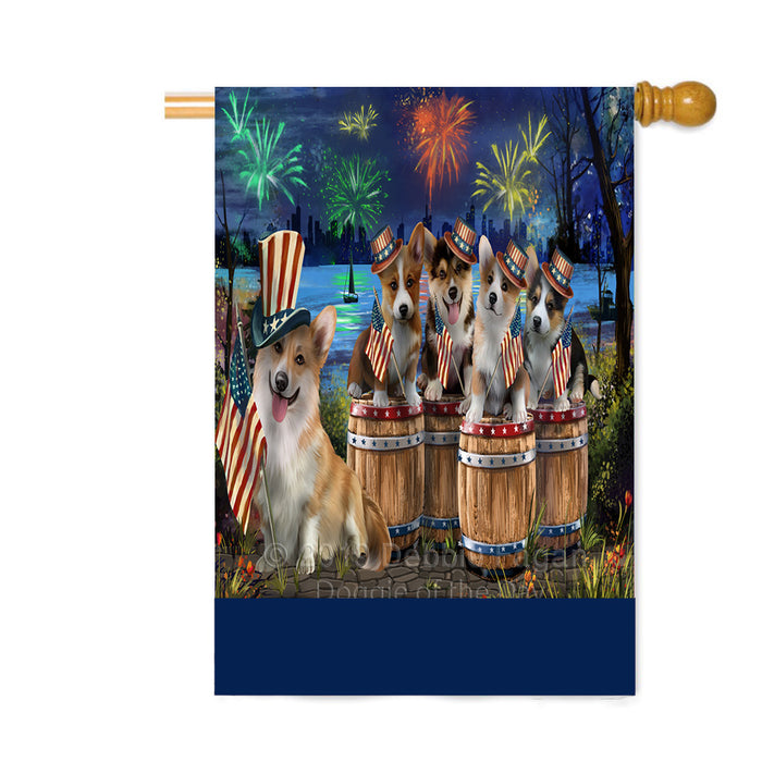 Personalized 4th of July Firework Corgi Dogs Custom House Flag FLG-DOTD-A57953