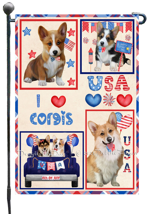 4th of July Independence Day I Love USA Corgi Dogs Garden Flag GFLG66893