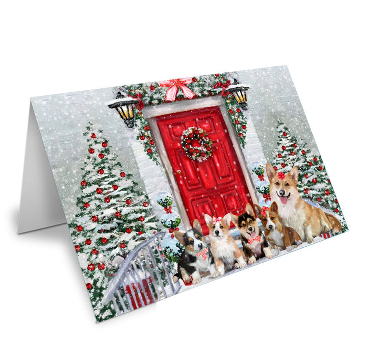 Christmas Holiday Welcome Corgi Dog Handmade Artwork Assorted Pets Greeting Cards and Note Cards with Envelopes for All Occasions and Holiday Seasons
