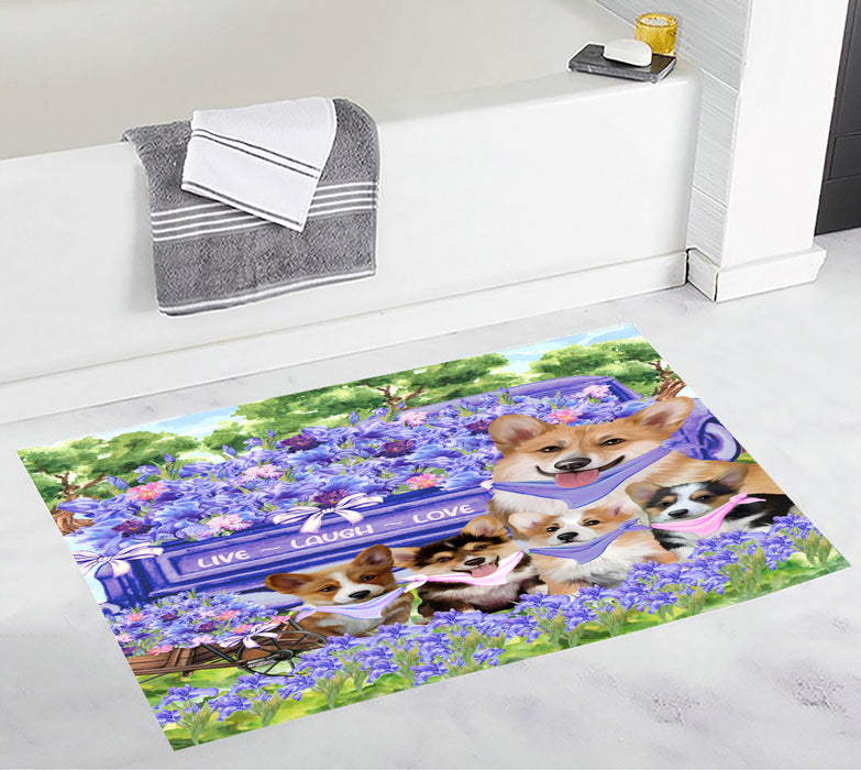 Corgi Anti-Slip Bath Mat, Explore a Variety of Designs, Soft and Absorbent Bathroom Rug Mats, Personalized, Custom, Dog and Pet Lovers Gift