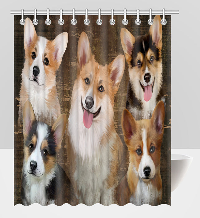 Rustic Corgi Dogs Shower Curtain