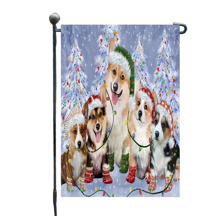 Christmas Lights and Corgi Dogs Garden Flags- Outdoor Double Sided Garden Yard Porch Lawn Spring Decorative Vertical Home Flags 12 1/2"w x 18"h