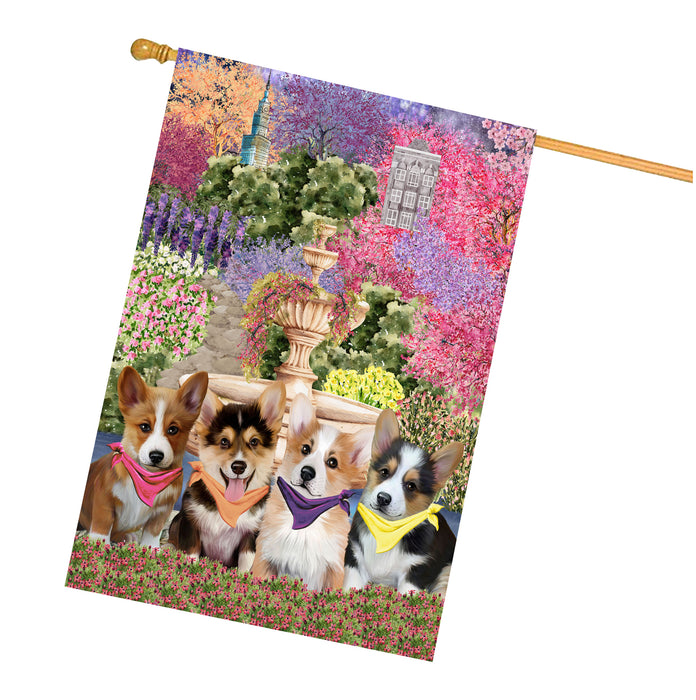 Corgi Dogs House Flag: Explore a Variety of Designs, Weather Resistant, Double-Sided, Custom, Personalized, Home Outdoor Yard Decor for Dog and Pet Lovers
