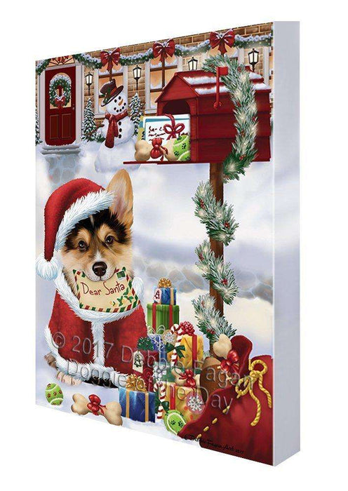 Corgis Dear Santa Letter Christmas Holiday Mailbox Dog Canvas Wall Art
