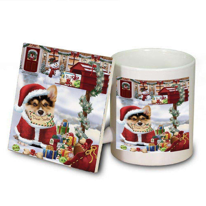 Corgis Dear Santa Letter Christmas Holiday Mailbox Dog Mug and Coaster Set