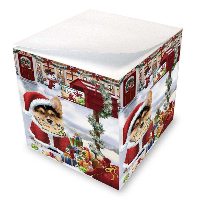 Corgis Dear Santa Letter Christmas Holiday Mailbox Dog Note Cube D126