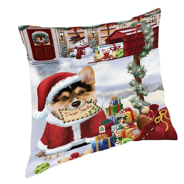 Corgis Dear Santa Letter Christmas Holiday Mailbox Dog Throw Pillow