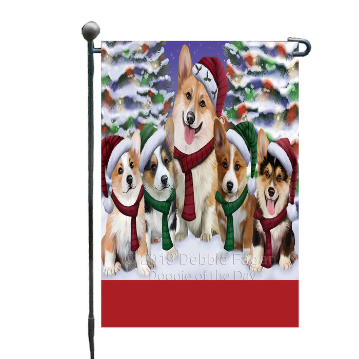 Personalized Christmas Happy Holidays Corgi Dogs Family Portraits Custom Garden Flags GFLG-DOTD-A59113