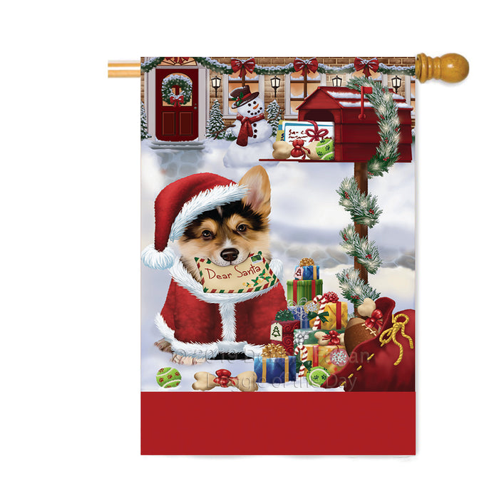 Personalized Happy Holidays Mailbox Corgi Dog Christmas Custom House Flag FLG-DOTD-A59984