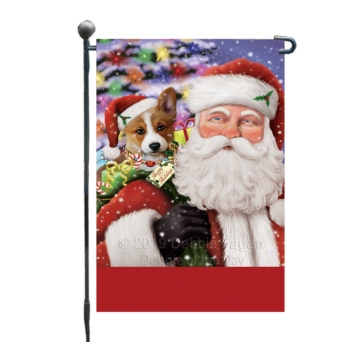 Personalized Santa Carrying Corgi Dog and Christmas Presents Custom Garden Flag GFLG63767