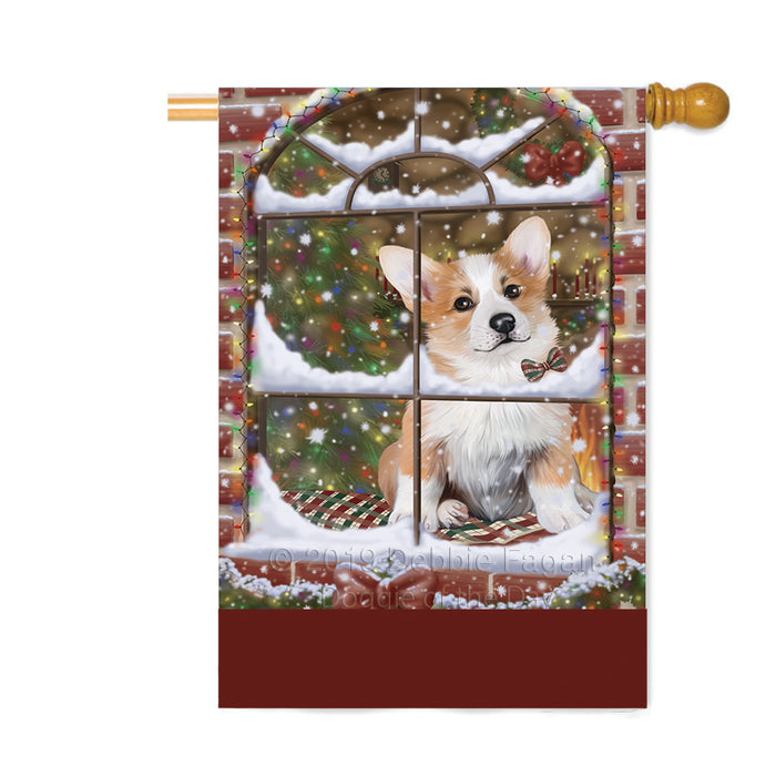 Personalized Please Come Home For Christmas Corgi Dog Sitting In Window Custom House Flag FLG-DOTD-A60213