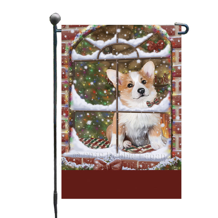 Personalized Please Come Home For Christmas Corgi Dog Sitting In Window Custom Garden Flags GFLG-DOTD-A60157