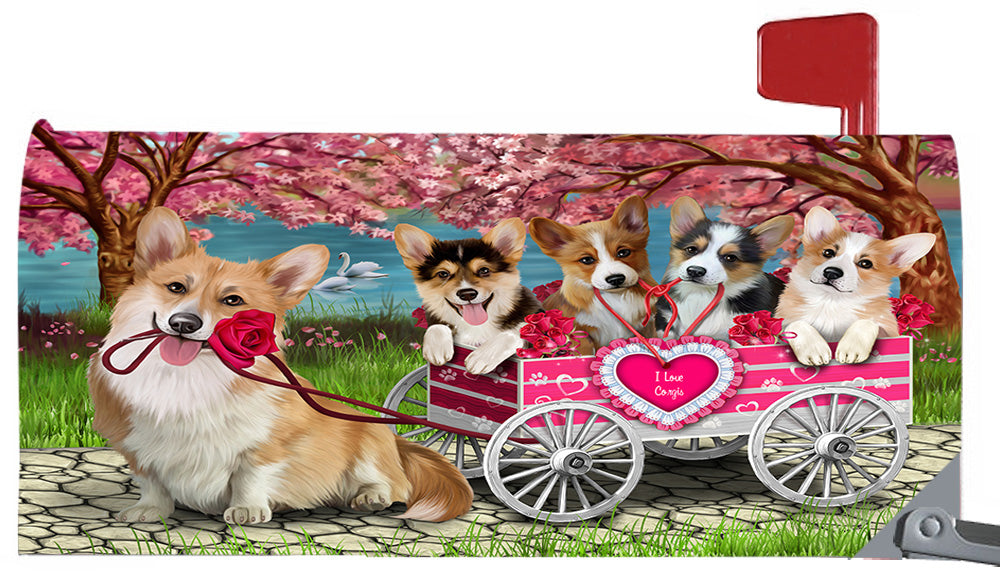 I Love Corgi Dogs in a Cart Magnetic Mailbox Cover MBC48551