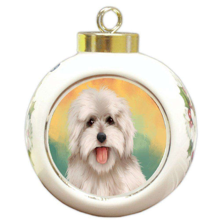 Coton De Tulear Dog Round Ball Christmas Ornament