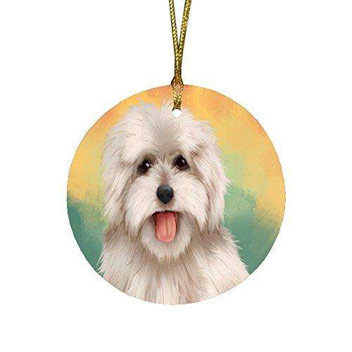 Coton De Tulear Dog Round Christmas Ornament