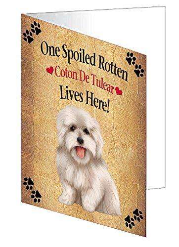 Coton De Tulear Spoiled Rotten Dog Handmade Artwork Assorted Pets Greeting Cards and Note Cards with Envelopes for All Occasions and Holiday Seasons