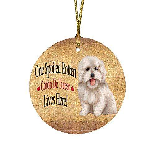 Coton De Tulear Spoiled Rotten Dog Round Christmas Ornament