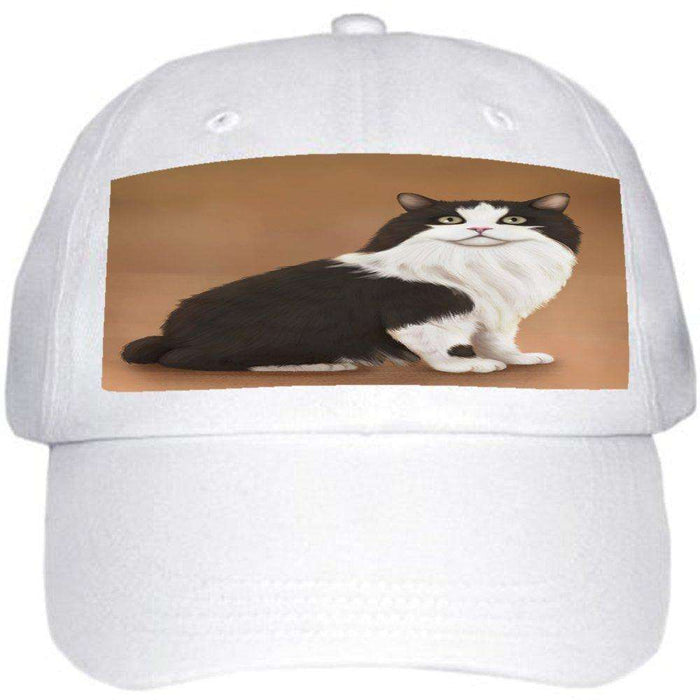 Cymric Black And White Cat Ball Hat Cap Off White