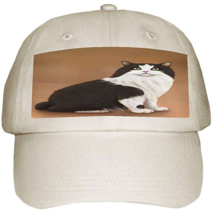Cymric Black And White Cat Ball Hat Cap Off White