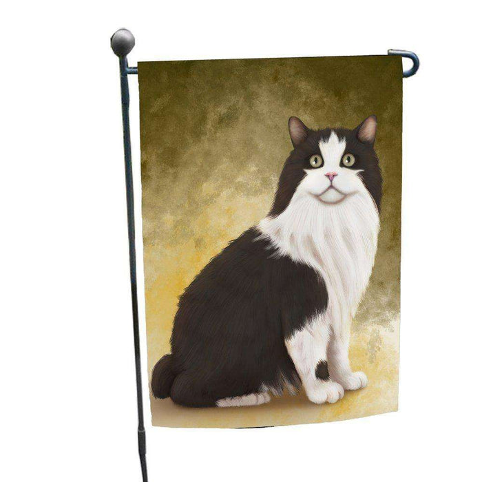 Cymric Black And White Cat Garden Flag