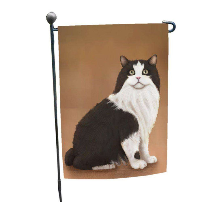 Cymric Black And White Cat Garden Flag