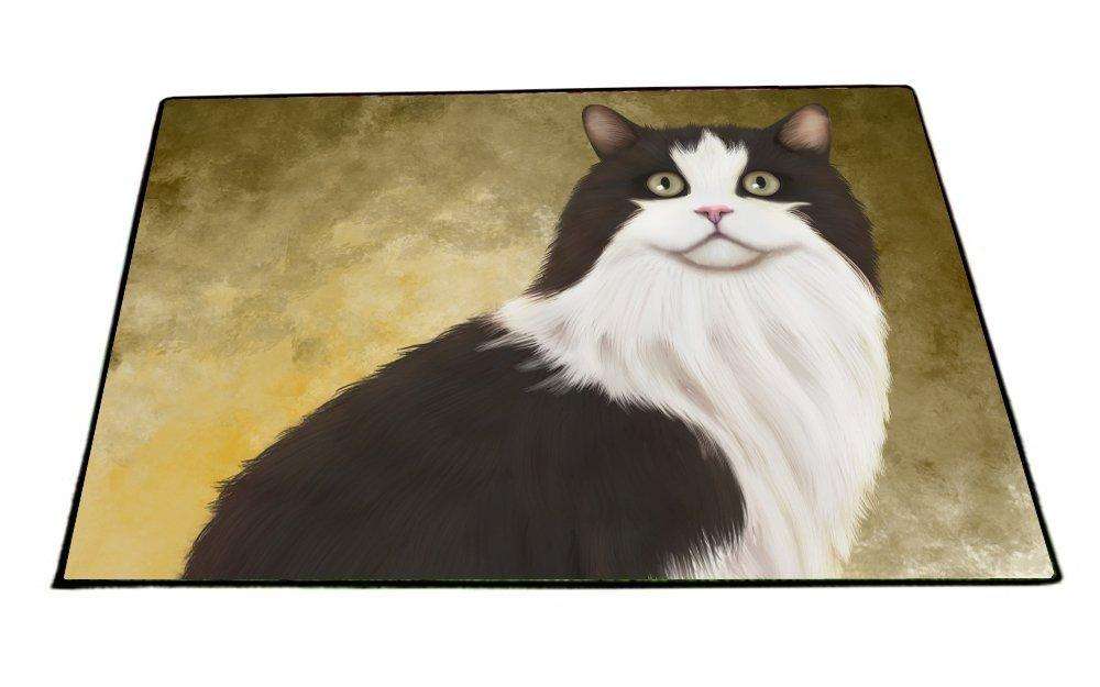 Cymric Black And White Cat Indoor/Outdoor Floormat