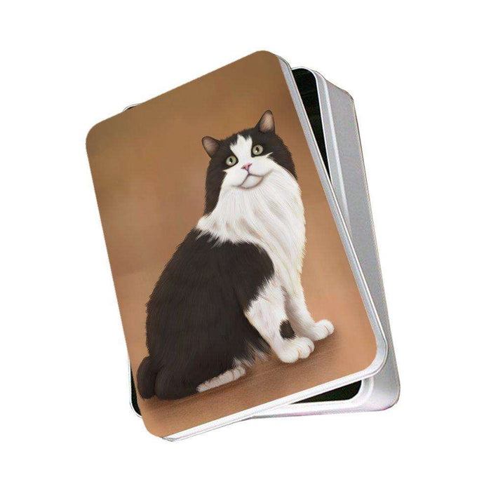 Cymric Black And White Cat Photo Tin