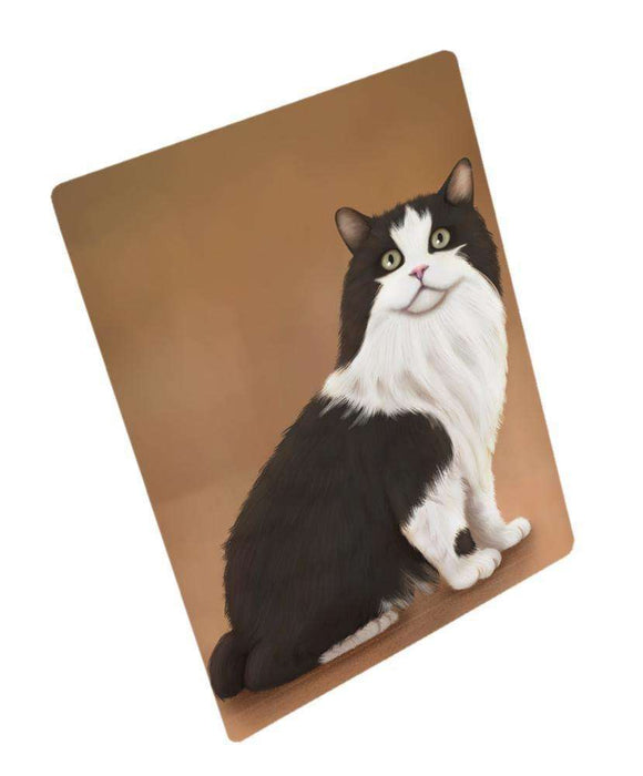 Cymric Black And White Cat Tempered Cutting Board